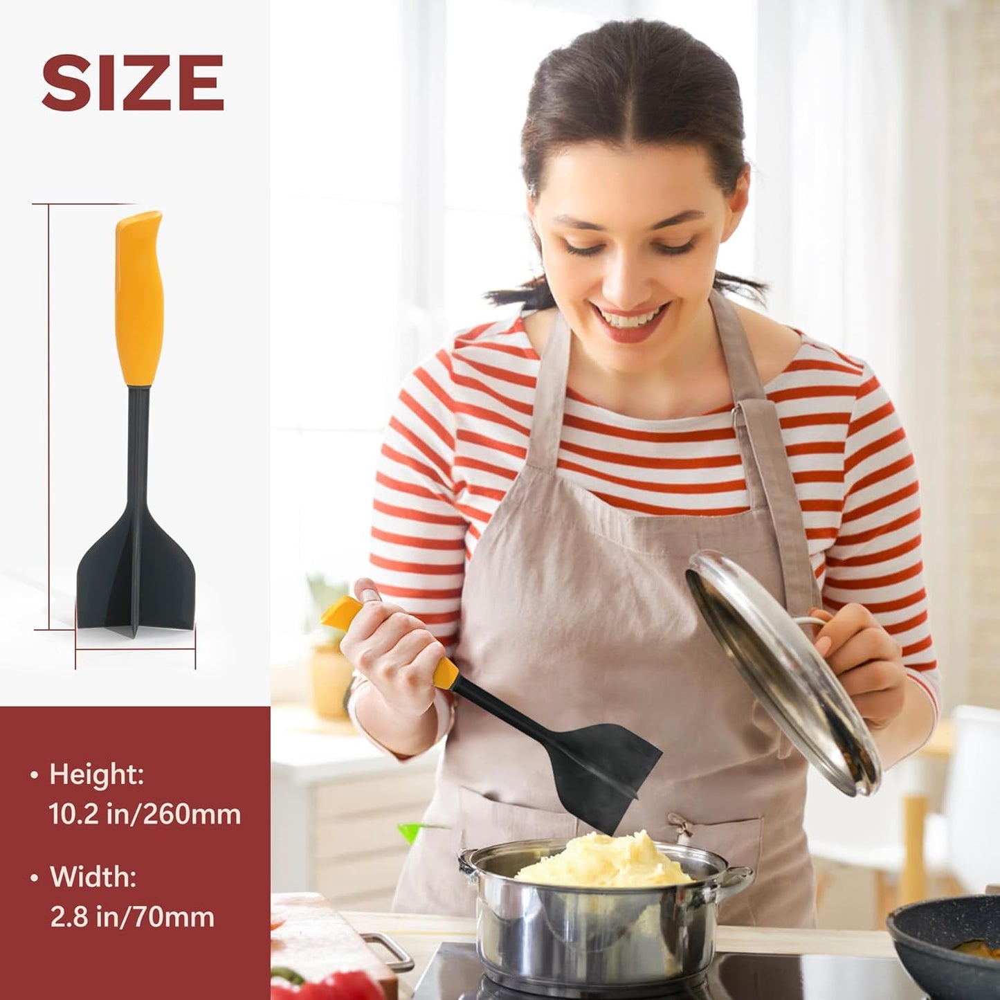 Li&Zhao Ground Beef Chopper Tool - Meat Chopper for Ground Beef Ground Meat Smasher Hamburger Smasher Tool Ground Beef Masher Meat Spatula Chopper Potato Mashers Heat Resistant Nylon for Mix (Orange)