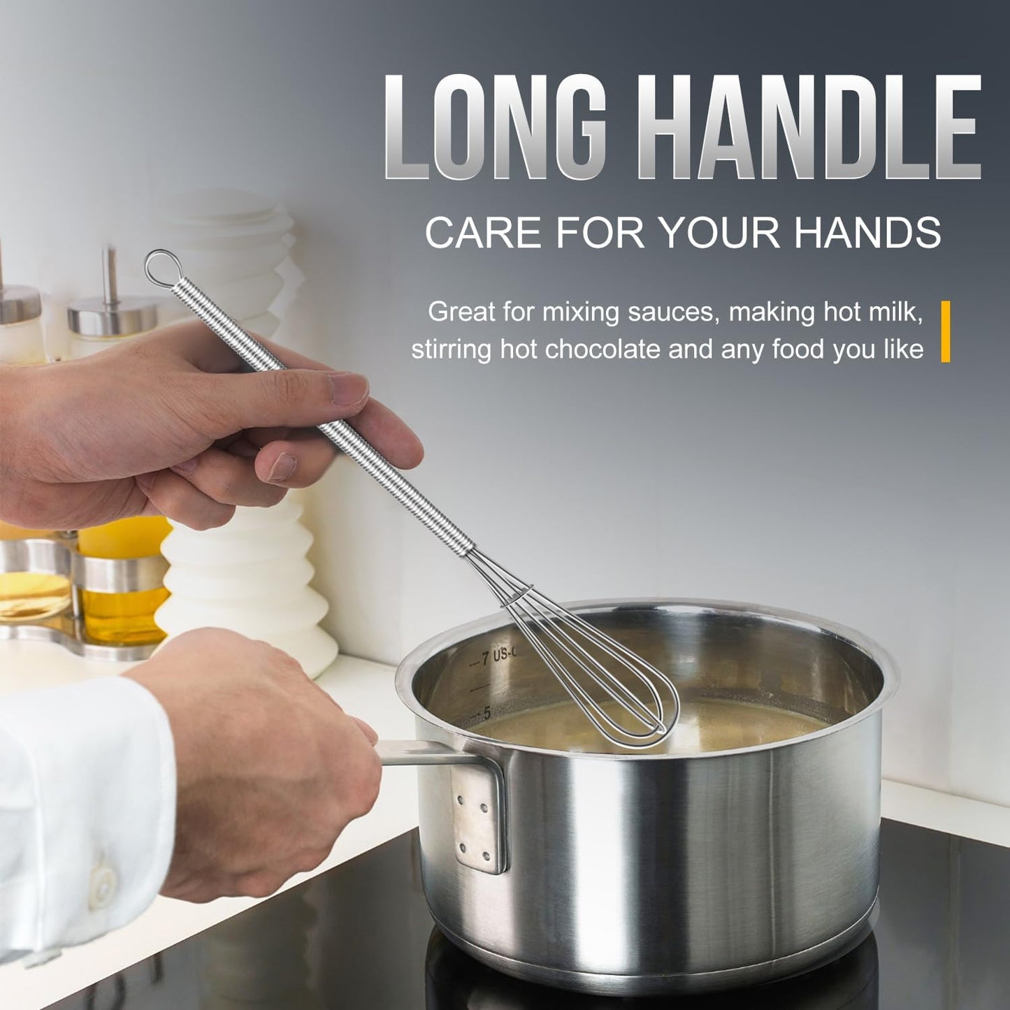 Long Mini Whisks Stainless Steel, Eddeas Skinny Small Whisk 10 inch Tiny Whisk With Long handle for Whisking, Beating, Mixing Sauces, Blending Ingredients Kitchen Small Wisk