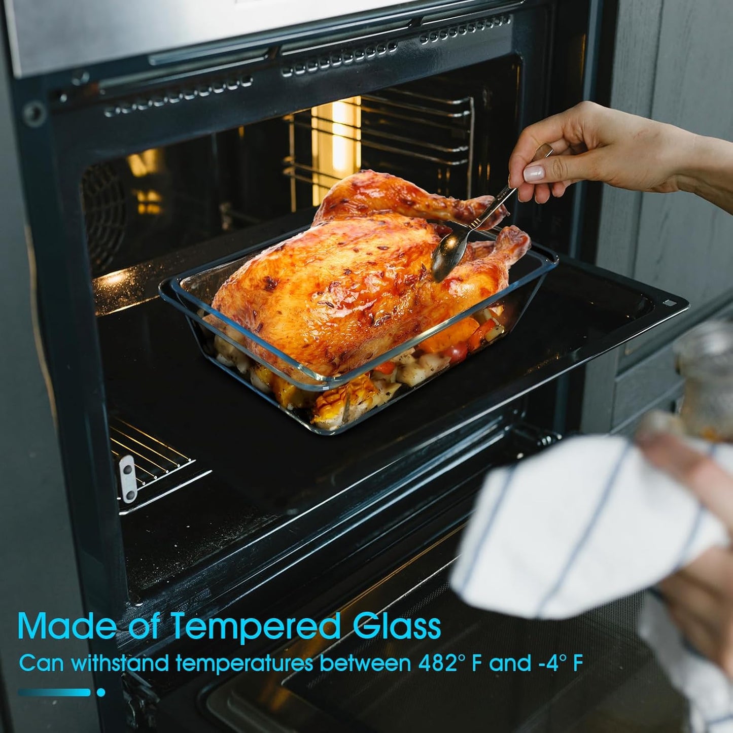 NUTRIUPS 3.7QT Deep Glass Baking Dish,(11.5×8inches)Large Glass Baking Pan,Rectangular Lasagna Pan,Glass Casserole Dish,Microwave & Oven Safe