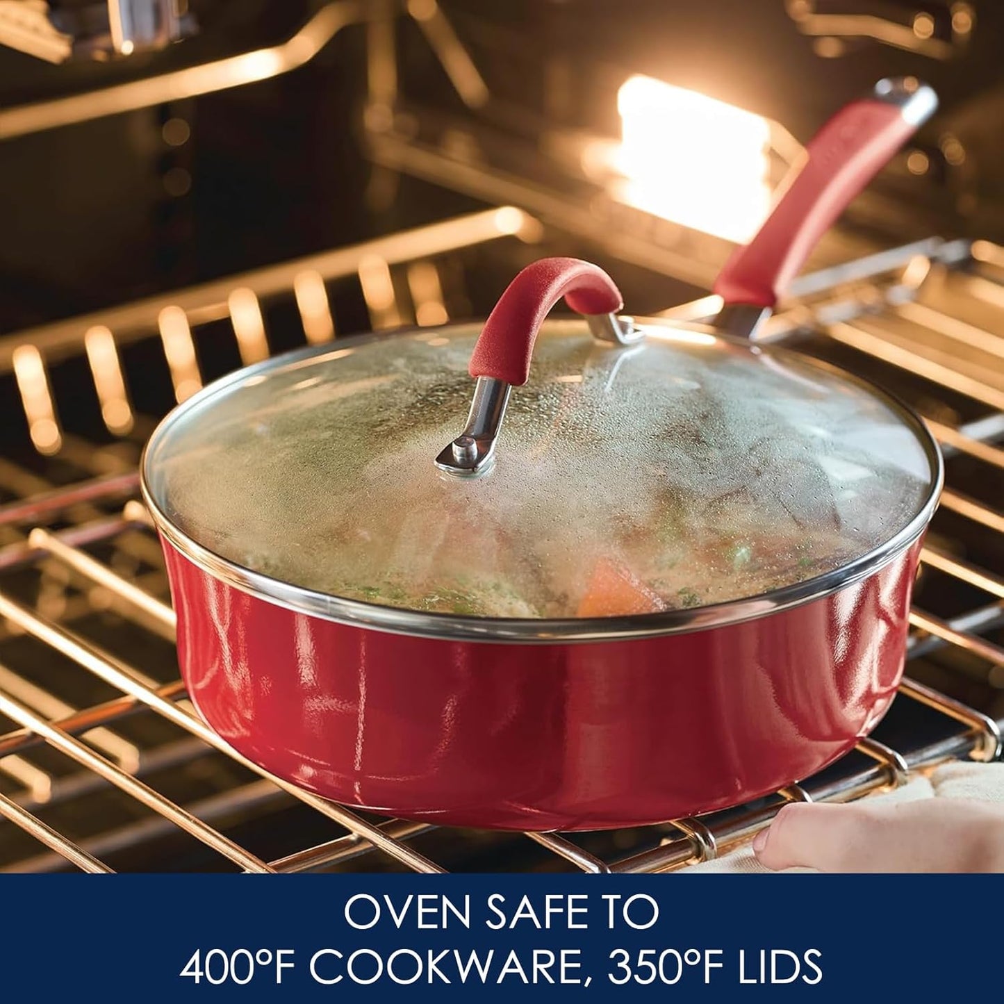 Rachael Ray Cucina Nonstick Cookware Pots and Pans Set, 12 Piece, Cranberry Red