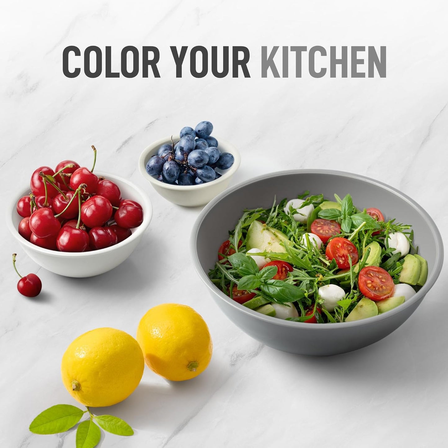 Zulay Kitchen 12 Piece Plastic Nesting Mixing Bowls with Lids - Colorful Microwave & Freezer Safe Gray Ombre Set