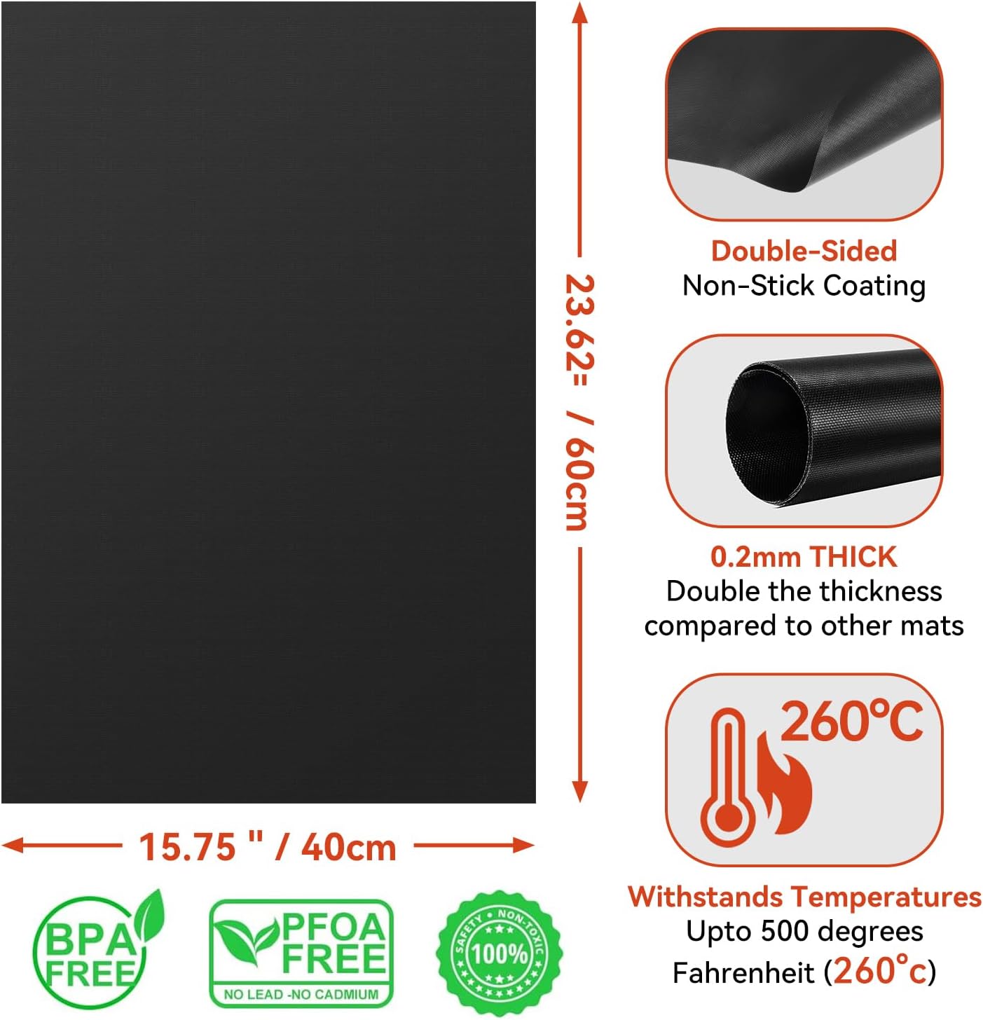 Oven Liners for Bottom of Electric Gas Oven - 3Pack Large Heavy Duty Oven Mat, Non-Stick Oven Floor Protector Liner, Reusable Heat Resistant Stovetop Air Fryer Grill Baking Mat Easy to Clean 23"x15.7"