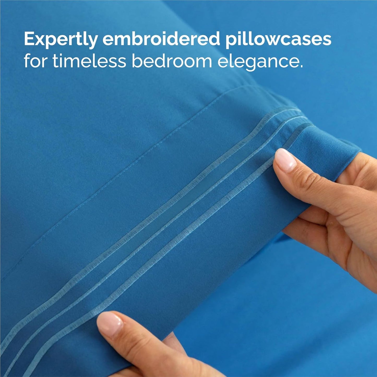 King Size 4 Piece Sheet Set - Comfy Breathable & Cooling Bed Sheets Set - Hotel Luxury Bedding for Women, Men, Kids, Teens, Boys & Girls - Deep Pockets, Soft and Wrinkle Free - Oeko-Tex - Denim Blue