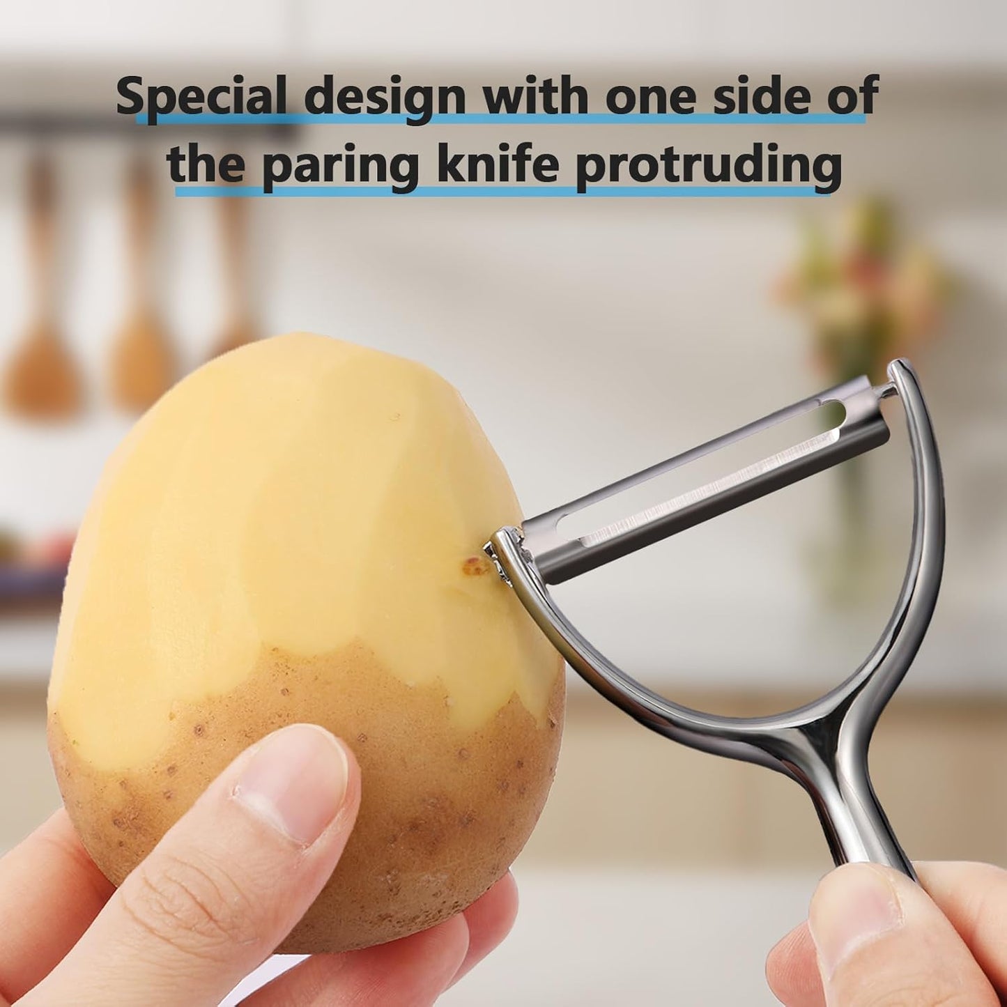 LIIGEMI Effortless Y Peeler with Sharp Stainless Steel Blades for Apples, Cucumbers - Ergonomic Handle for Easy Potato Eye removal, Perfect for Cooking Enthusiasts and Kitchen Novices(silvery)