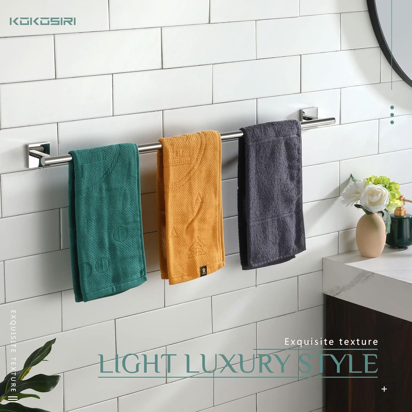 KOKOSIRI 36'' Towel Bar Bathroom Towel Holder for Kitchen Toilet 36 Inch Bath Accessories Chrome Stainless Steel B4005CH-L36