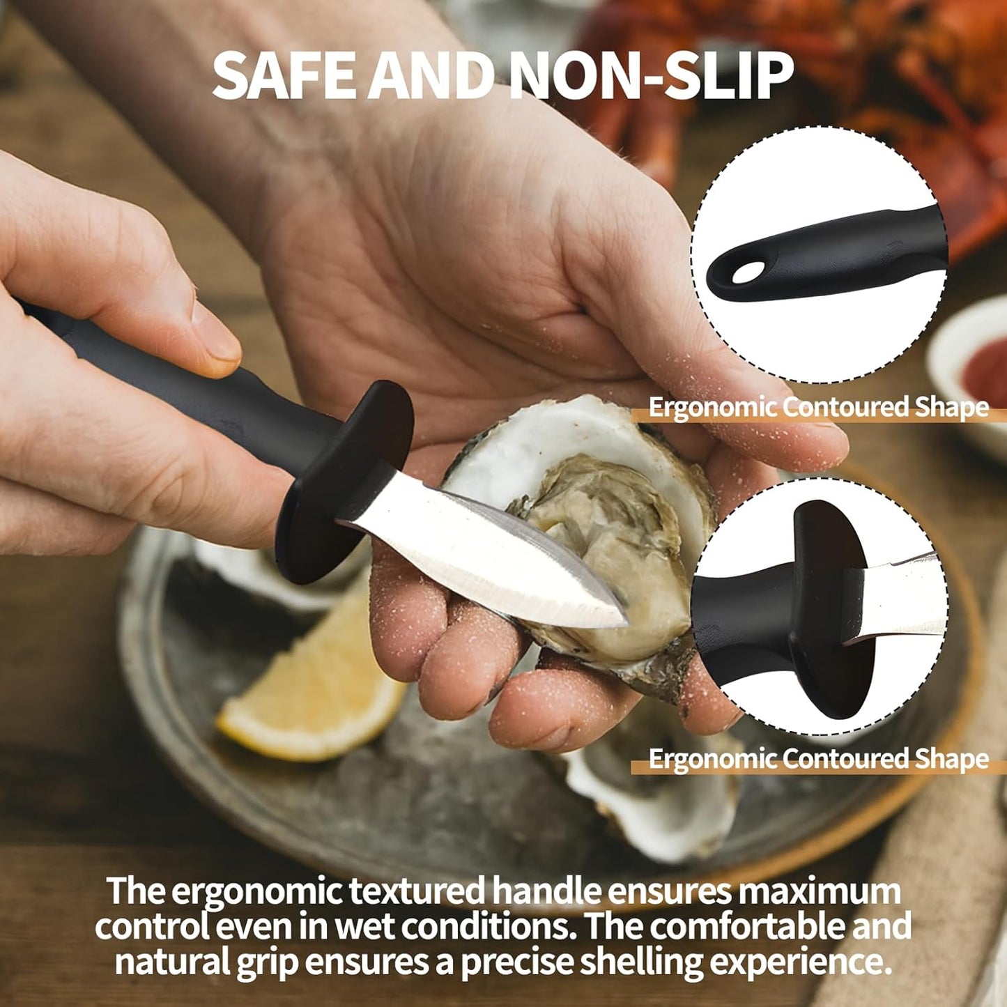 Oyster Knife Shucker Oyster Shucking Tool Perfect for Opening Clams, Mussels, Scallops, Shellfish Ideal for Home Kitchens, Raw Bars & Chefs(1 Pack)