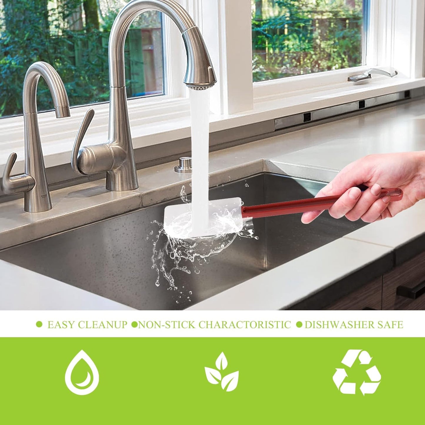 6 Pcs Commerical Silicone Spatula Set, 9.5-Inch Jam Scrapers High Heat Resistant, Commercial Grade, Nonstick & BPA-Free