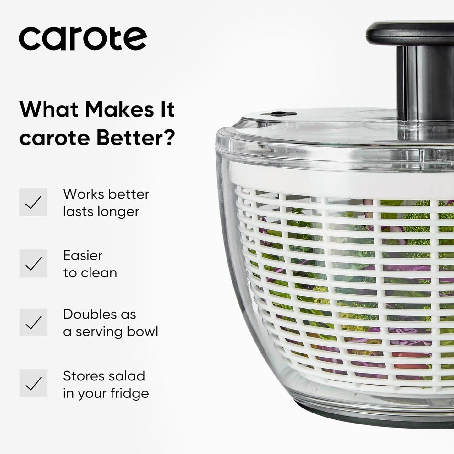 CAROTE 3.8 Qt Salad Spinner Small Lettuce Spinner Vegetable Fruit Washer, Vegetable Cleaner Salad Cleaner Lettuce Washer, Non-Slip Base, BPA-Free