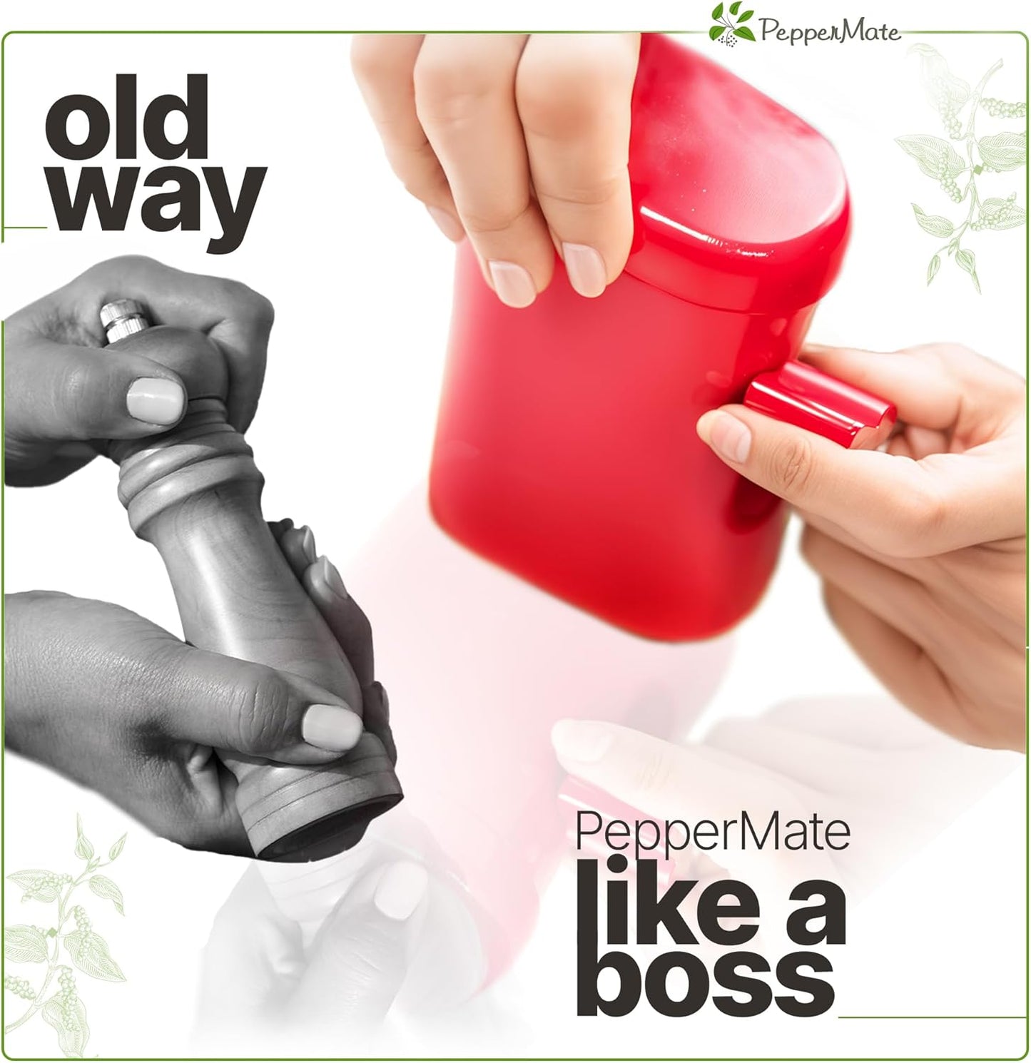 Traditional Pepper Grinder Mill - Manual, High-Efficiency Salt and Pepper Grinder Set - Durable, Adjustable Coarseness Pepper Mill Grinder - Easy to Use(Aqua)