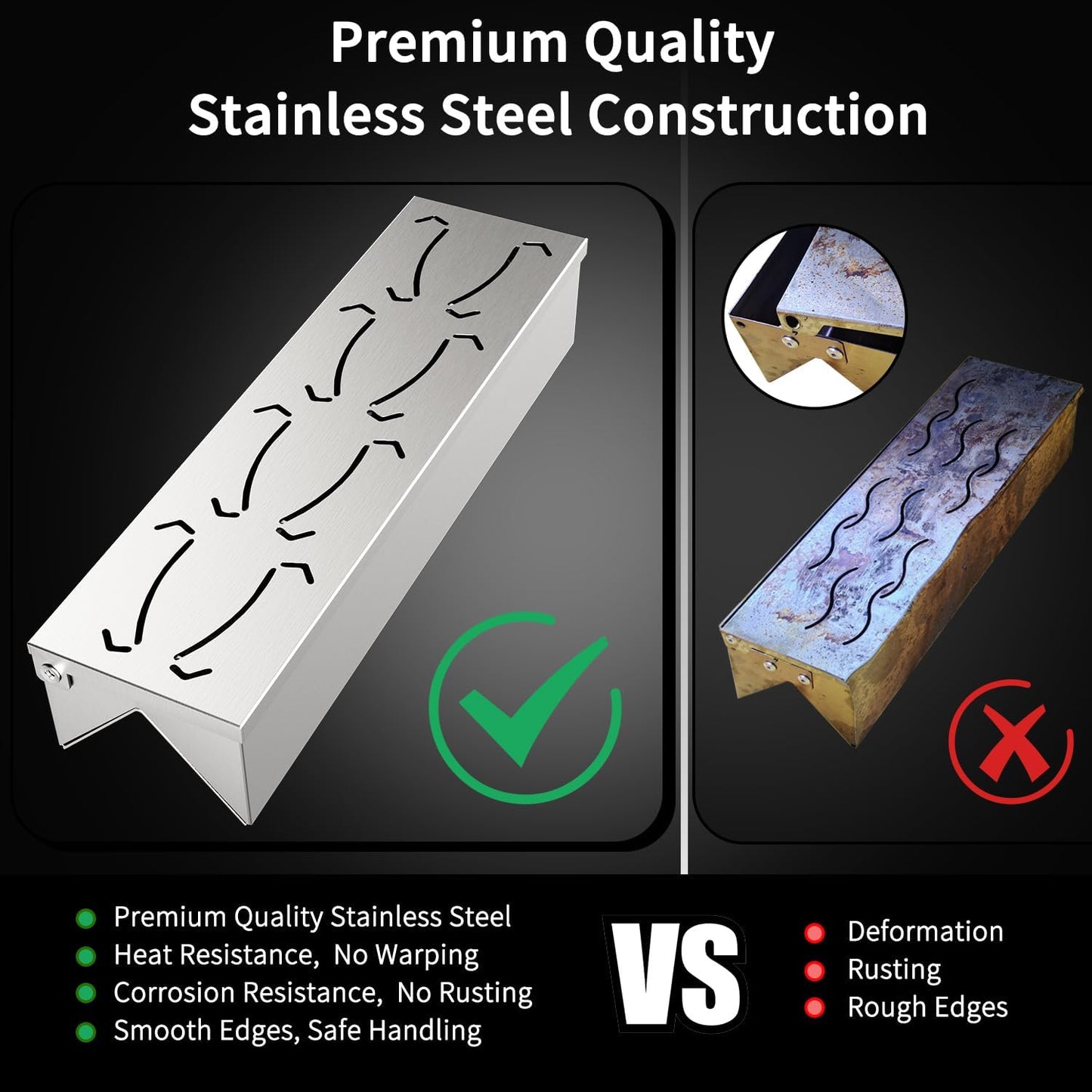 Smoker Box for Gas Grilling | 2 Pack Wood Chip Smoke Box for Gas Grill | V-Shaped Design for Maximum Smoke Production | Durable & Convenient Hinge Lid - Set of 2 Sizes (12" & 11.25")