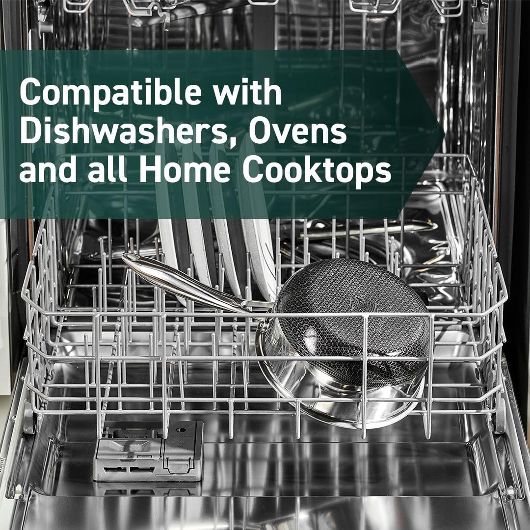 HexClad Hybrid Nonstick 6-Piece Pot Set with 2 Silicone Trivets, 2, 3, and 8-Quart Pots with Tempered Glass Lids, Stay-Cool Handles, Dishwasher-Friendly, Induction Ready, Compatible with All Cooktops