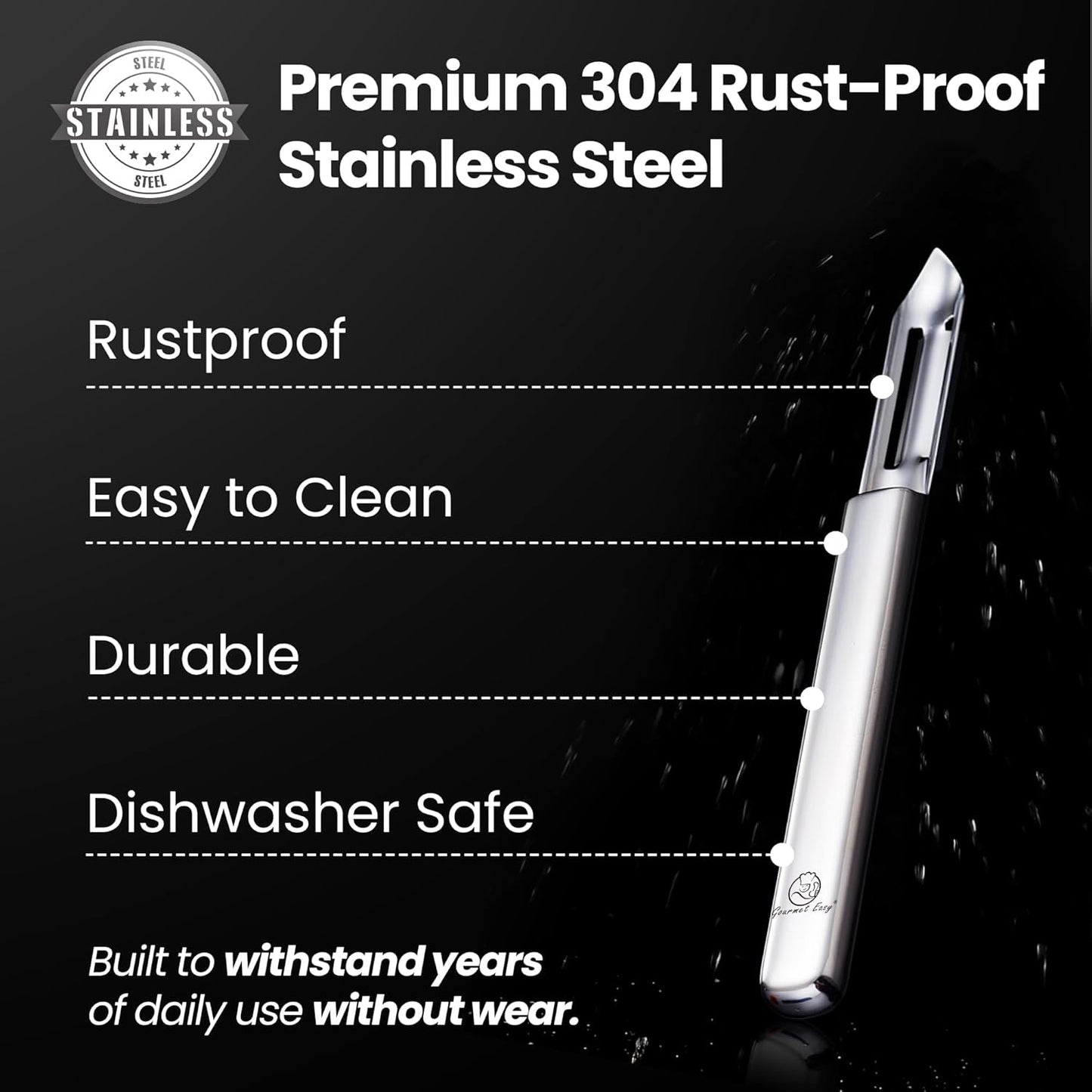 Stainless Steel Vegetable Peeler, Ultra Sharp Potato Peeler, Best for Peeling Veggie & Fruit, Seamless One-Piece Design, Peel Both Ways - Left & Right-Hand Friendly, Dishwasher Safe, 5-Year Warranty