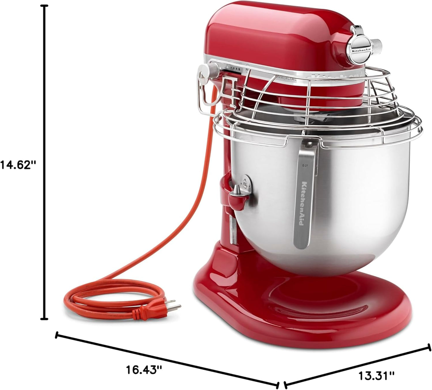 KitchenAid KSMC895ER 8-Quart Commercial Countertop Mixer with Bowl-Guard, 10-Speed, Gear-Driven, Empire Red
