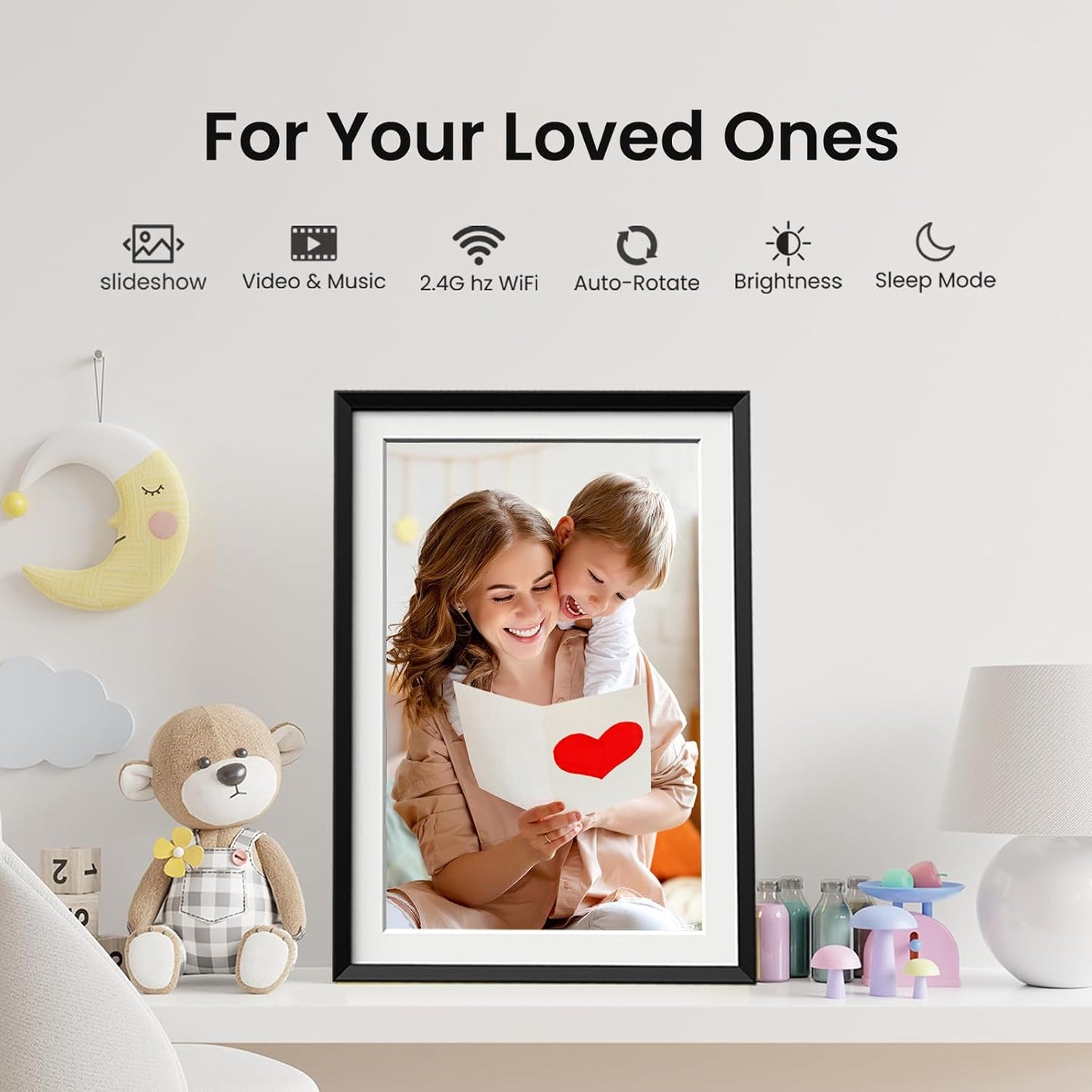 15.6'' Digital Picture Frame with 1920x1080 IPS Touch Screen, 32GB Frameo WiFi Digital Photo Frame, Share Photos/Videos and Send Best Wishes via Free App
