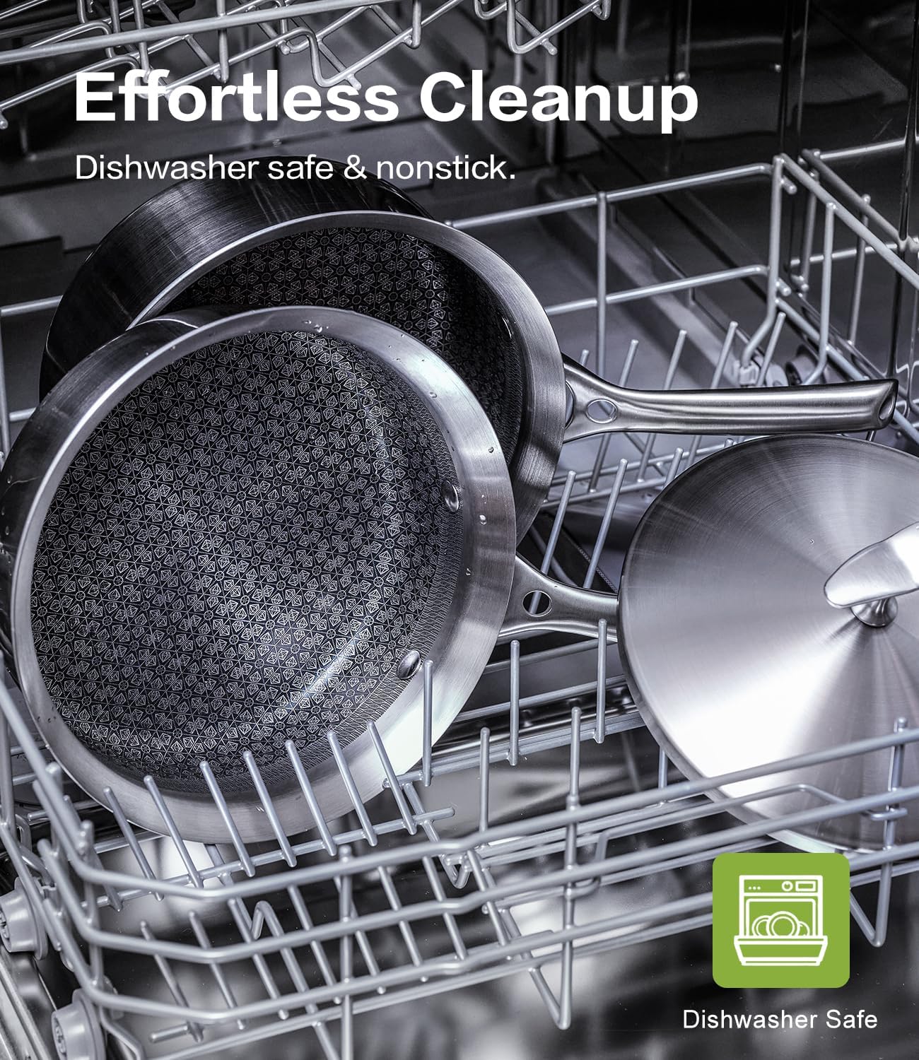 Non Stick Saucier with Lid Saucepan Nonstick 5-Ply Stainless Steel Sauce Pans 3 Quart Small Pot for Sauce Induction Compatible, Oven Dishwasher Safe, Works on All Stovetops Non Toxic, PTFE & PFOA Free