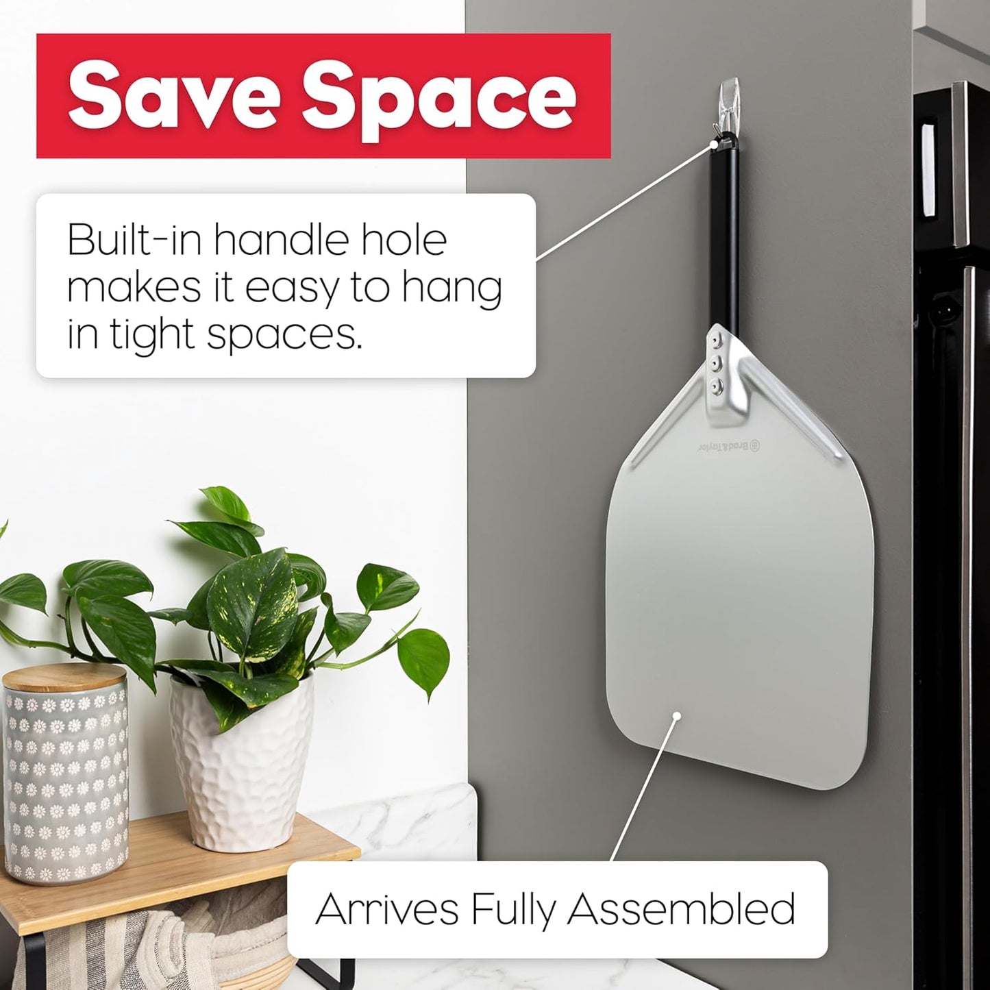 Brod & Taylor Bread Peel for Transferring Bread, Pizza or Flatbreads (11.75" x 12" Surface) – Thin Edge, Lightweight, and Reduces Sticking