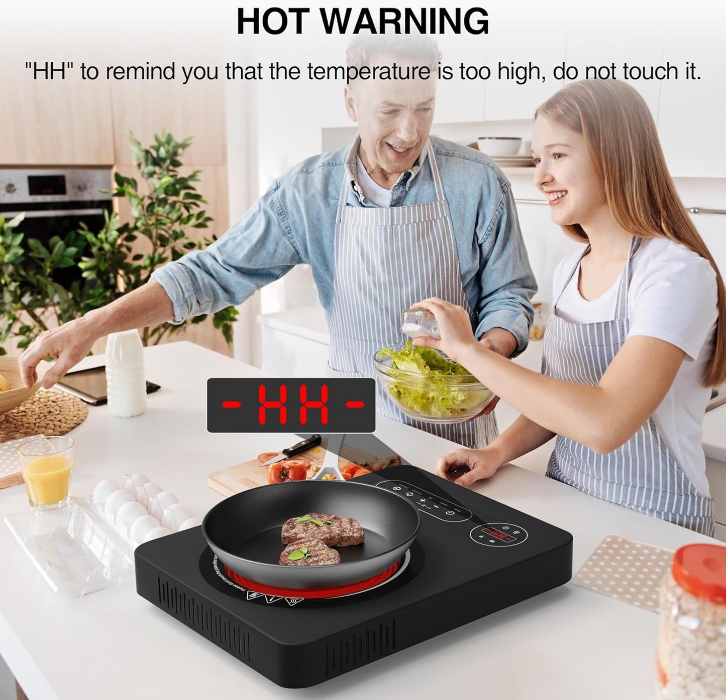 Single Burner Electric Cooktop 1800W - 110V Electric Stove Top Burner Portable Stove with LED Touch Control 10 Power Level, Hot Plate with Child Safety Lock, Timer and Overheat protection
