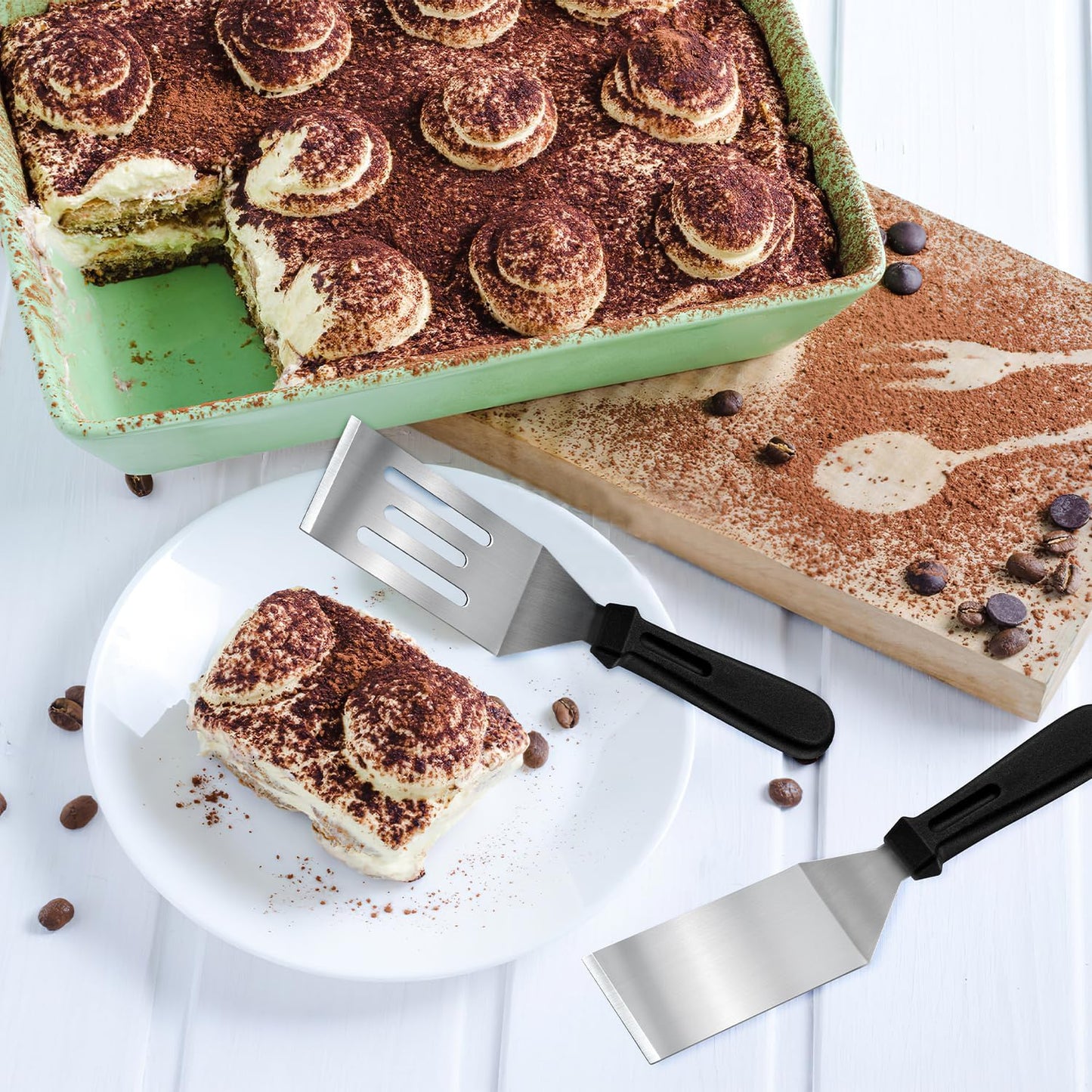 Metal Spatulas 1 PC, Stainless Steel Spatula with Heat Resistant Handle, 9.8 Inch Stainless Steel Spatula Ideal for Desserts, Pancakes, Eggs, Griddle Scraper or BBQ