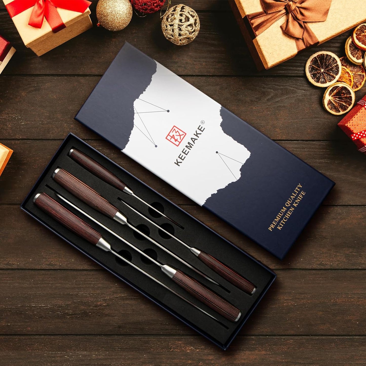 KEEMAKE Kitchen Knife Set of 5 - Kitchen Knives 1.4116 High Carbon Stainless Steel Blade, Professional Chef Knife Set, Razor Sharp Knives with Ergonomic Pakkawood Handle for Home Cooking