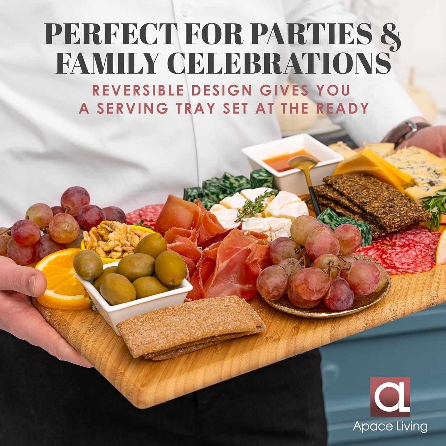 Chorus Bamboo Cutting Board Set with Juice Groove (Set of 3) - Luxury Organic Wood Chopping Board for Kitchen, Wooden Cutting Board for Meat (Butcher Block), Vegetables, Cheese