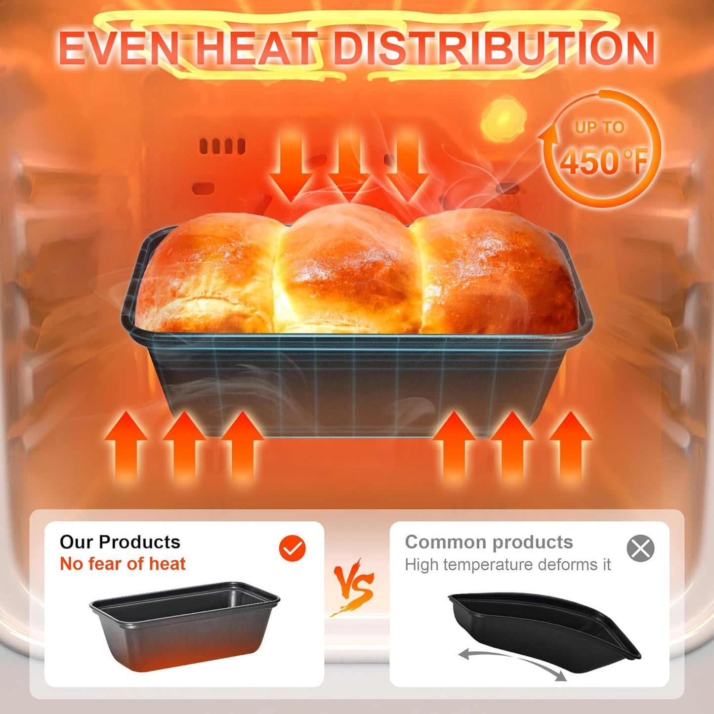 HONGBAKE Mini Loaf Pan for Baking Bread, 6 x 3.3 x 2 In Nonstick Small Banana Bread Tins Set of 3, Tiny Carbon Steel Meatloaf Pan - Dark Grey