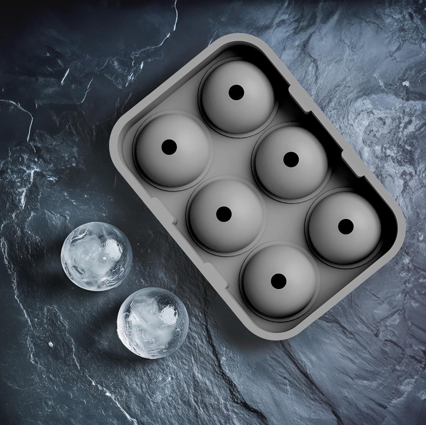 glacio Silicone Ice Cube Trays โ Large Silicone Molds for 2-Inch Ice Cubes and Spheres Whiskey Ice Cube Trays with Lids for Cocktails & Bourbon โ Set of 2