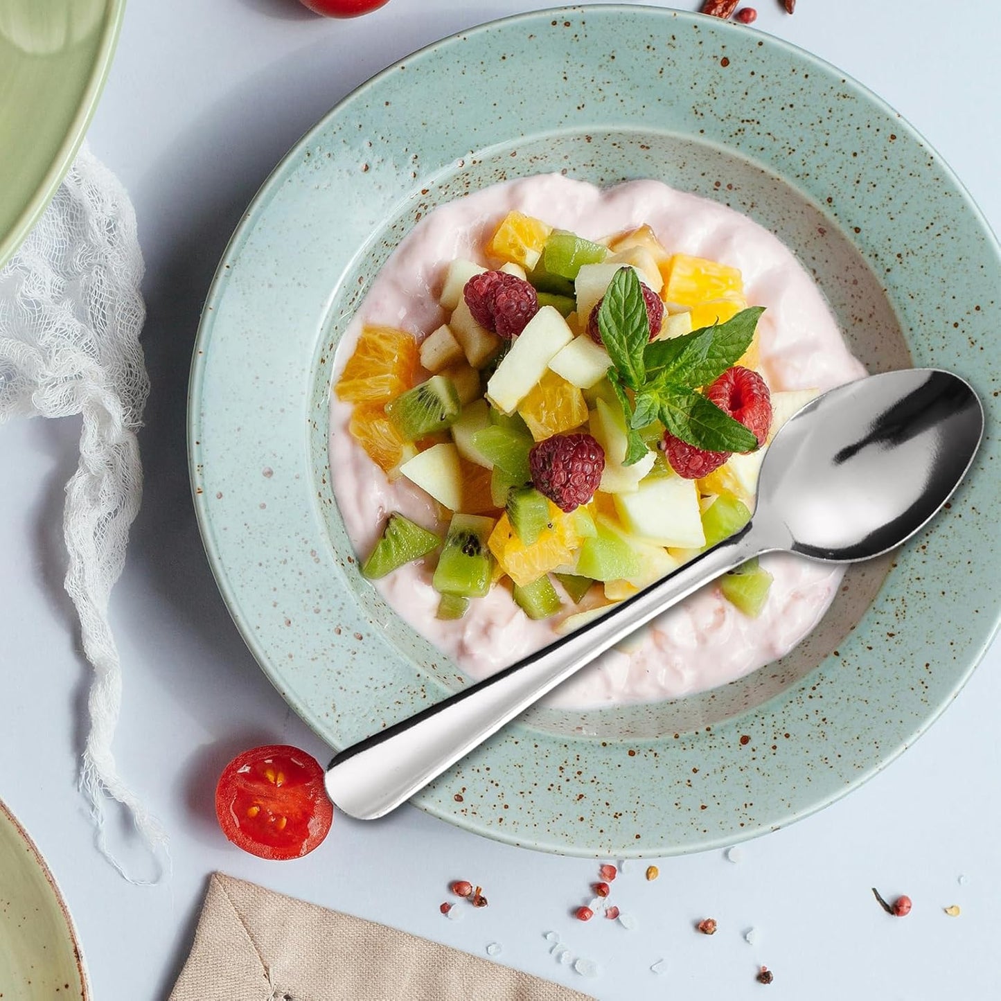 60 PCS Dinner Spoons Set - Windsor Stainless Steel Dinner Spoon 7.1 Inch with Dishwasher Safe Dessert Spoons, Metal Dessert Spoon, Silverware for Home, Kitchen or Restaurant