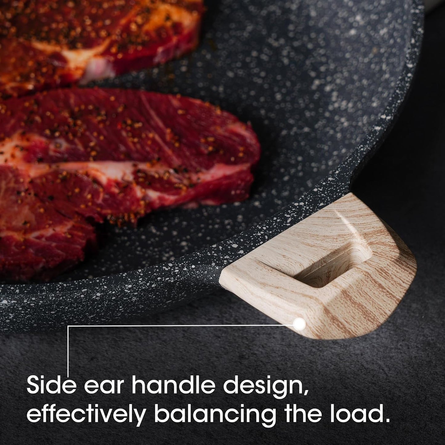 CAROTE Non Stick Frying Pan Skillet,12.5" Nonstick Skillet with Glass Lid, Granite Cookware Chef's Pan, PFOA Free (Classic Granite, 12.5-Inch)