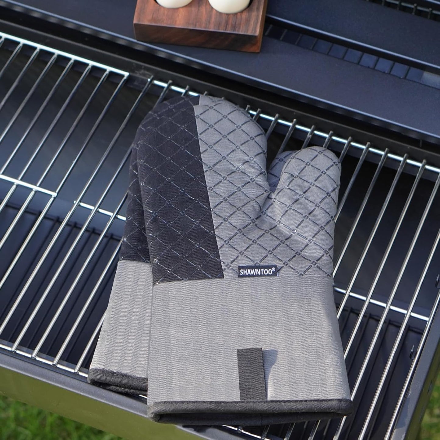 Oven Mitts and Pot Holders Sets 6pcs, Kitchen Oven Glove,High Heat Resistant 550 Degree Extra Long Oven Mitts and Potholders with Non-Slip Silicone Surface for Home Essentials (Grey) (Charcoal Grey)