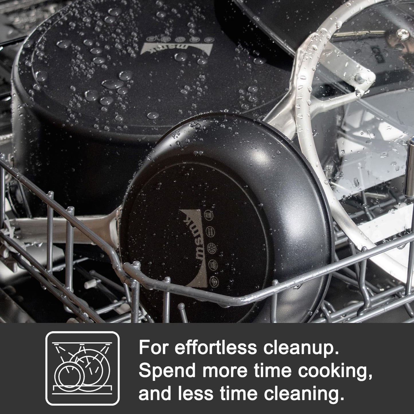 MsMk 10 Inch Frying Pan Nonstick with Lid, Titanium and Diamond Non Stick Coating From USA, PFAS & PFOA Free Non-Toxic, Scratch-resistant, for Induction, Ceramic and Gas Cooktops, Oven Safe