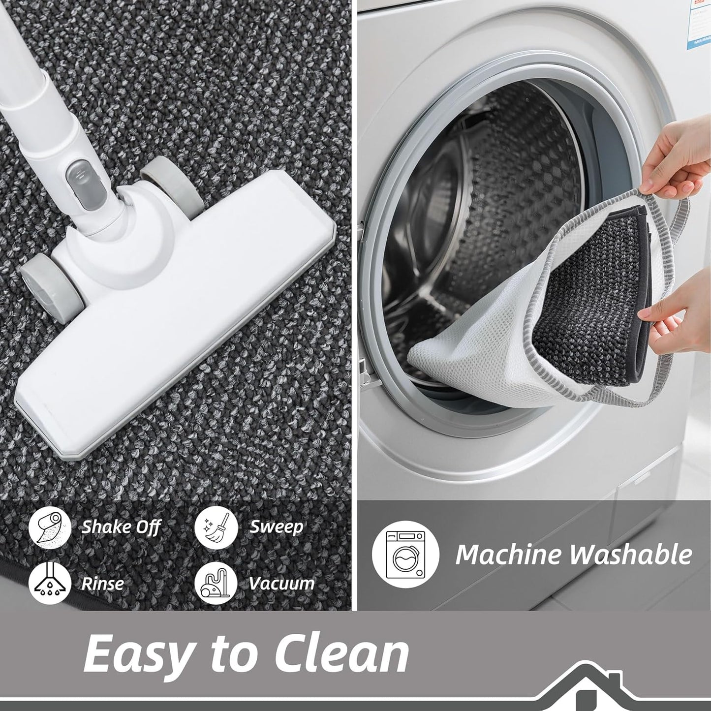 BEQHAUSE Kitchen Rugs 32"x48", Non-Slip Kitchen Mats for Floor, Super Absorbent and Stain Resistant Kitchen Rugs, Machine Washable Rugs for Kitchen, Hallway, Laundry & Sink, Charcoal