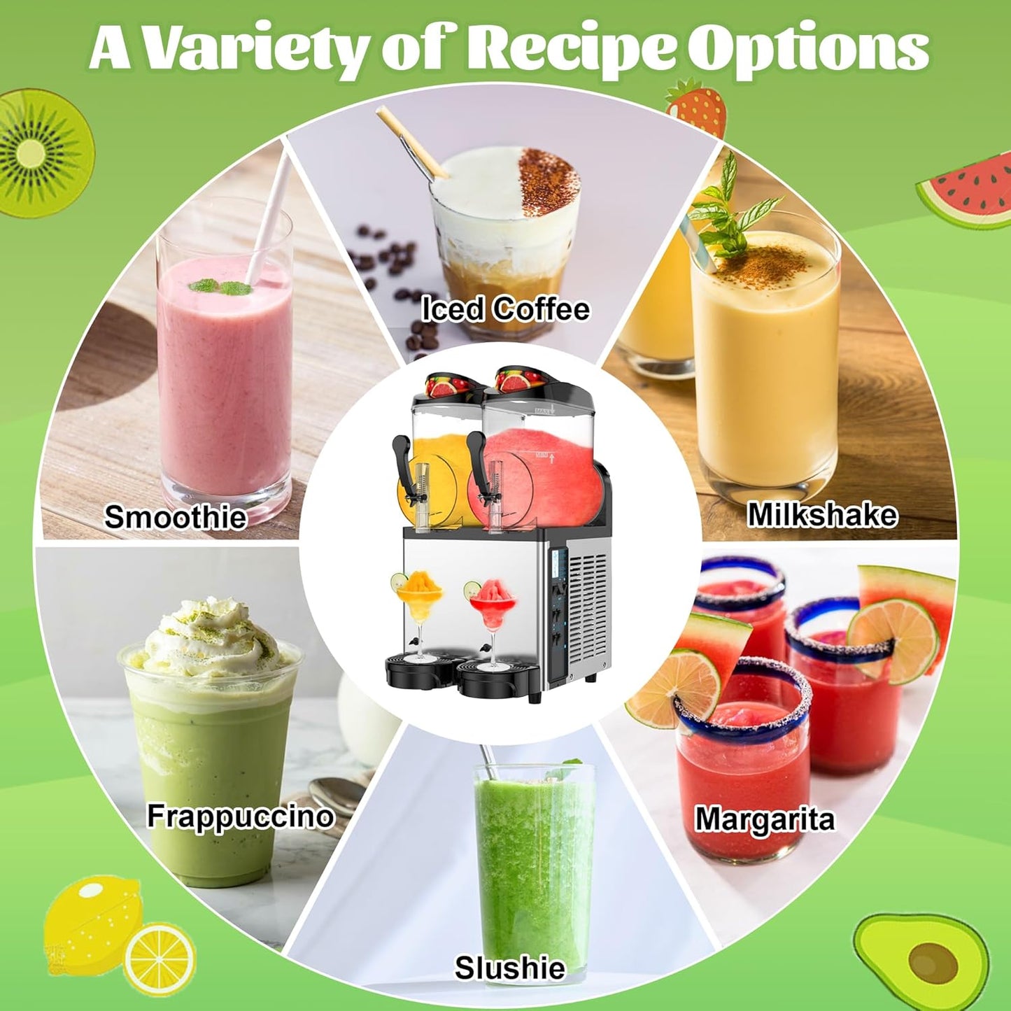 Commercial Slushie Machine, Slushy Machine for Home, 24L Slushie Maker Frozen Drink Maker, No Ice Need, Kitchen Appliances, Slush Cocktail Margarita, Smoothie Machine, Party Bar Amusement Park