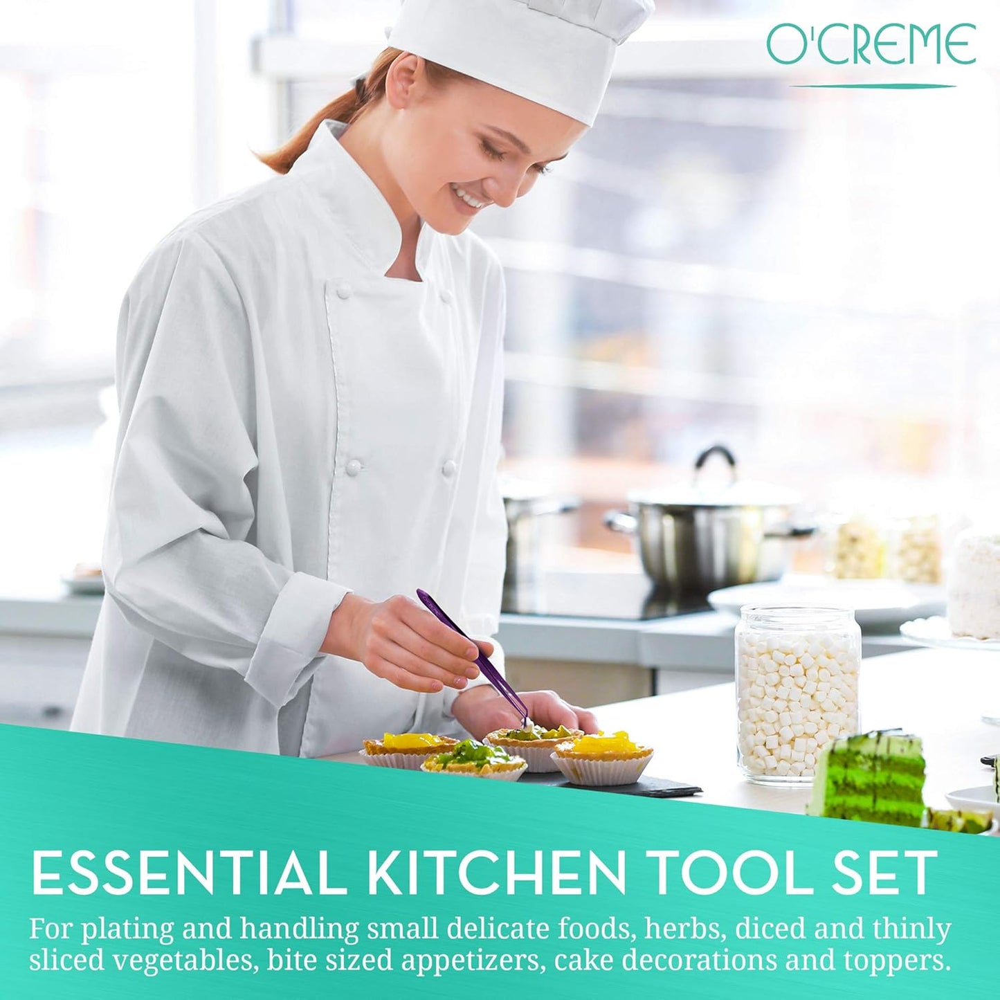 O'Creme Stainless Steel Precision Kitchen Tweezer Tongs 6.25" with Fine Tip (Purple)