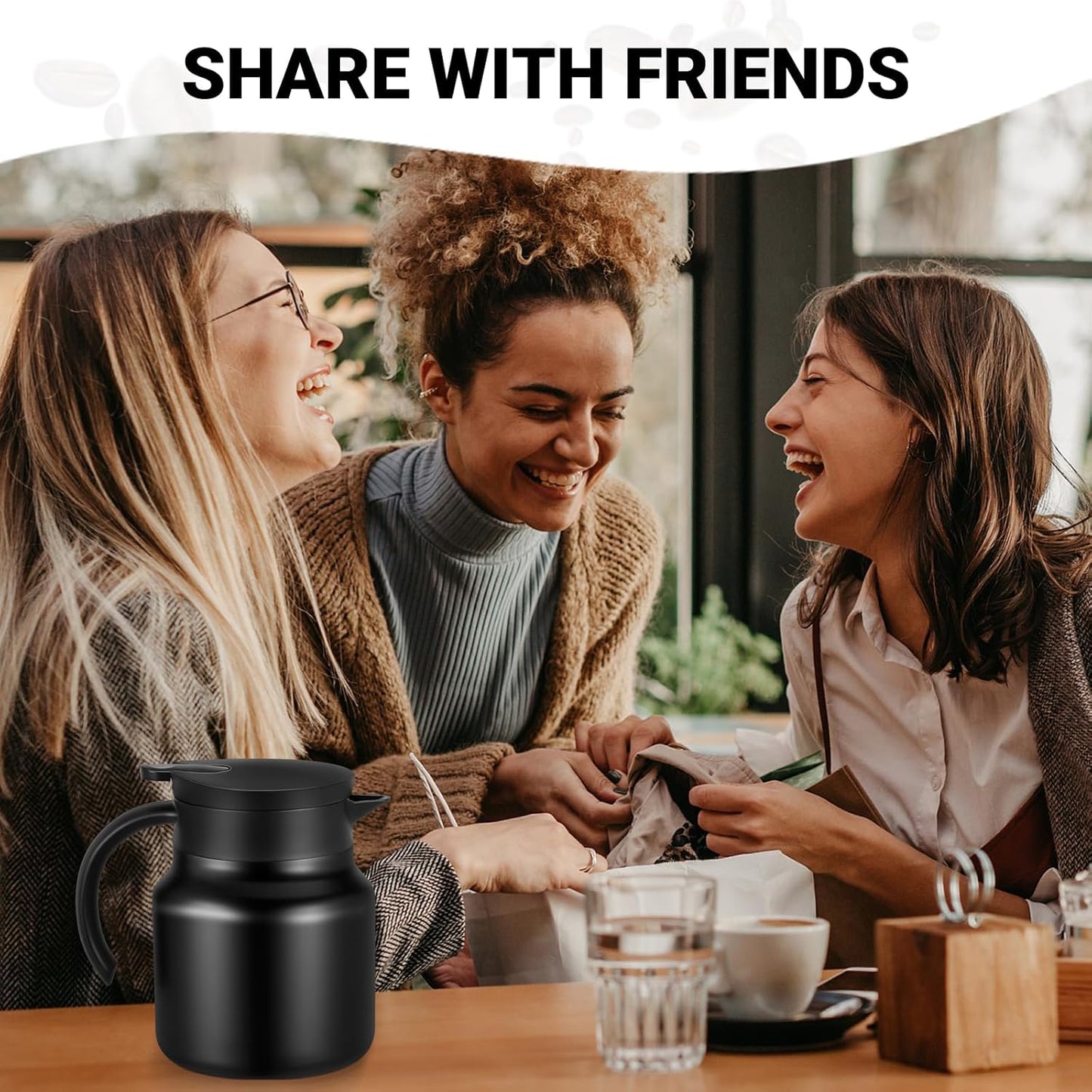 27Oz Thermal Coffee Carafes For Keeping Hot/Cold, Stainless Steel Coffee Carafe, Dustproof Insulated Water Carafe for Party/Home,Black