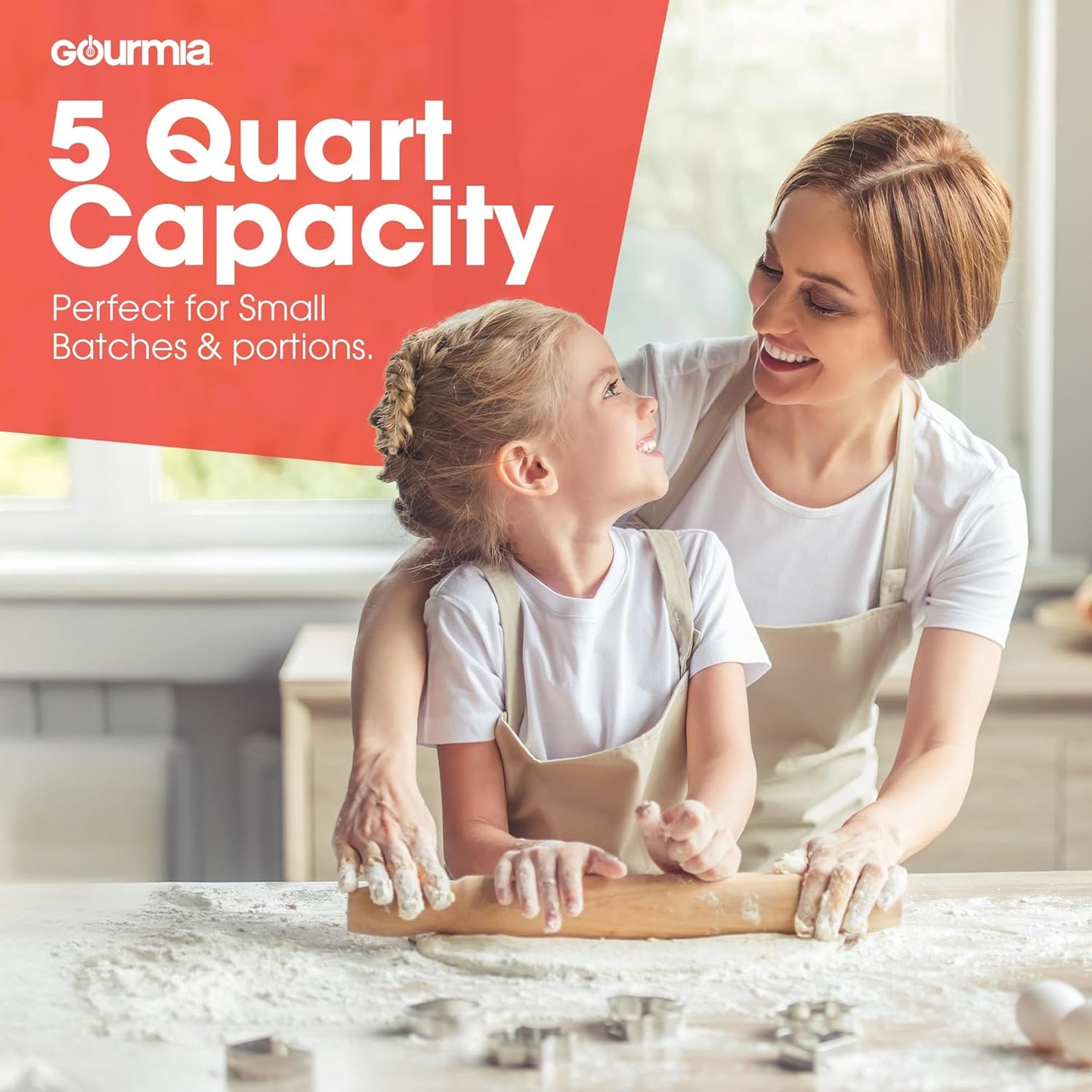 Gourmia 5 Quart Digital Electric Stand Mixer with Attachments, Bowl Shield, Dough Hook, Whisk and Beater - LED Display Timer - 10 Speed Kitchen Countertop Dough Maker Machine for Bread, Cake, Cookies