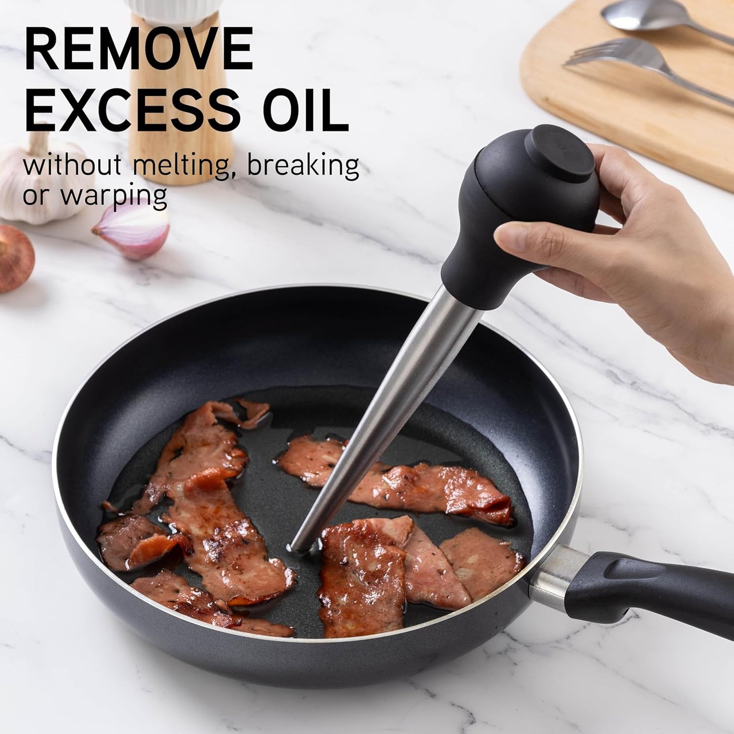 COOK WITH COLOR Turkey Baster with Cleaning Brush - Food Grade Syringe Baster For Cooking, Deluxe Set, Black