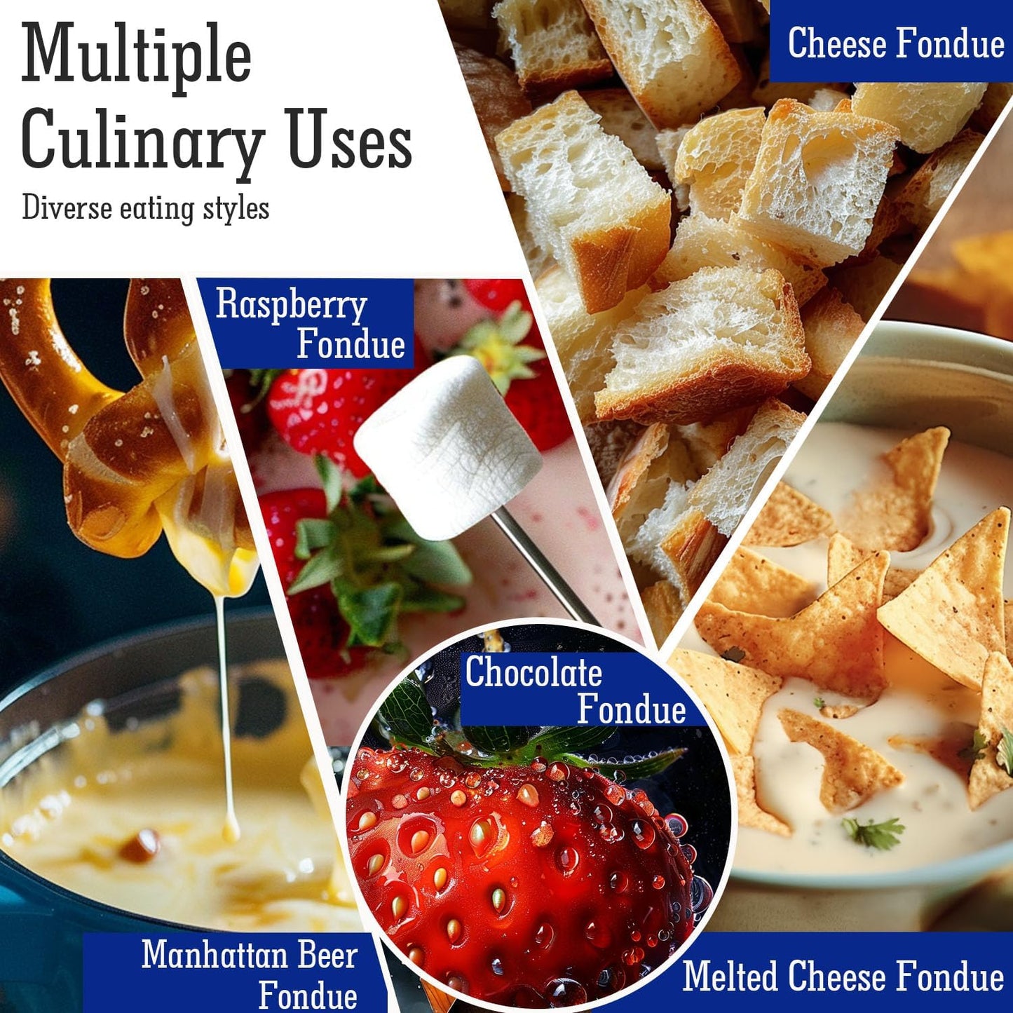 Artestia Swiss Fondue Set for Party - 2L Large Capacity Cheese Fondue Pot Melting Chocolate, Ceramic Fondue Pot, 6 Fondue Forks, Christmas, Wedding Gifts (Enchantment)