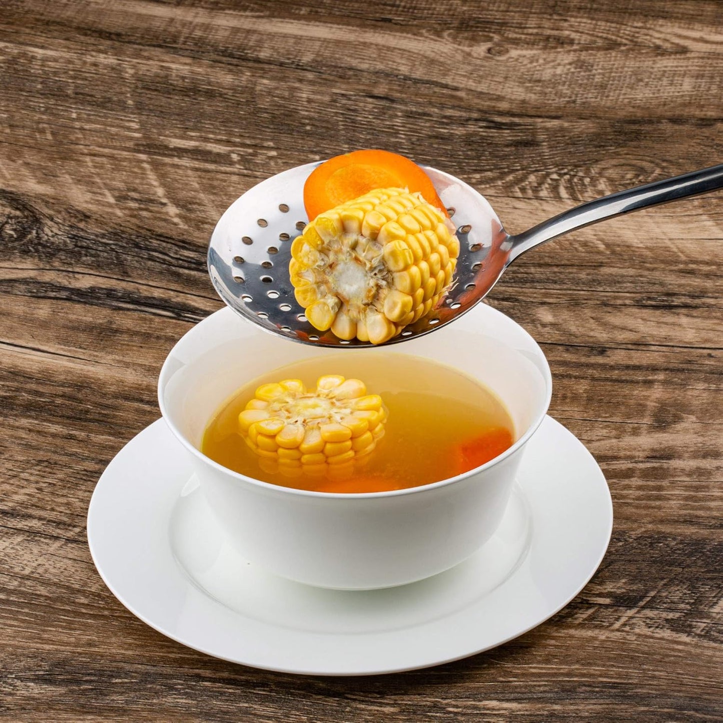 Brushed Stainless Steel Non-Slip Ergonomic Handle Skimmer