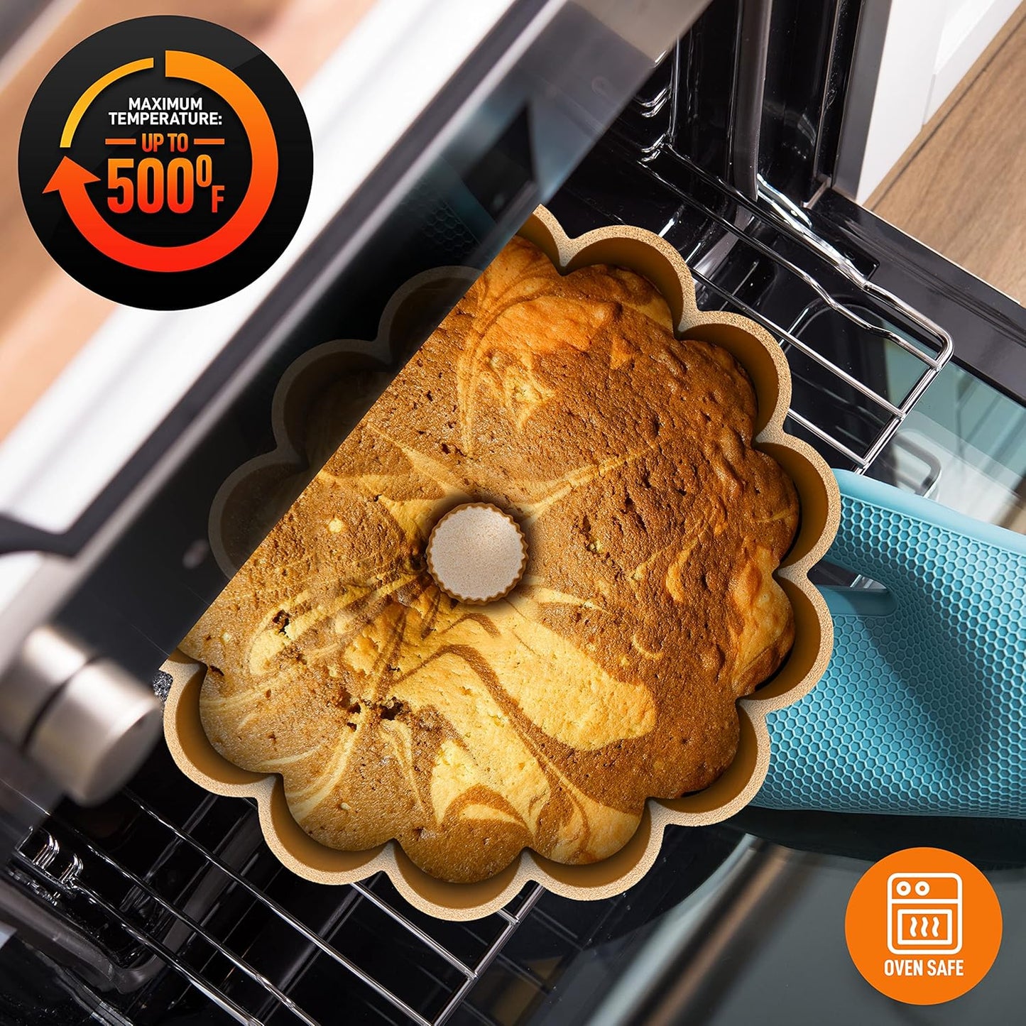 NutriChef 9 Inch Marquise Cake Pan, Thick & Heavy Cast Aluminum Bakeware Cake Mold for Cake with Fluted Easy-Release Edges for Uniform Browning & Baking, Nonstick Heat-Resistant Coating