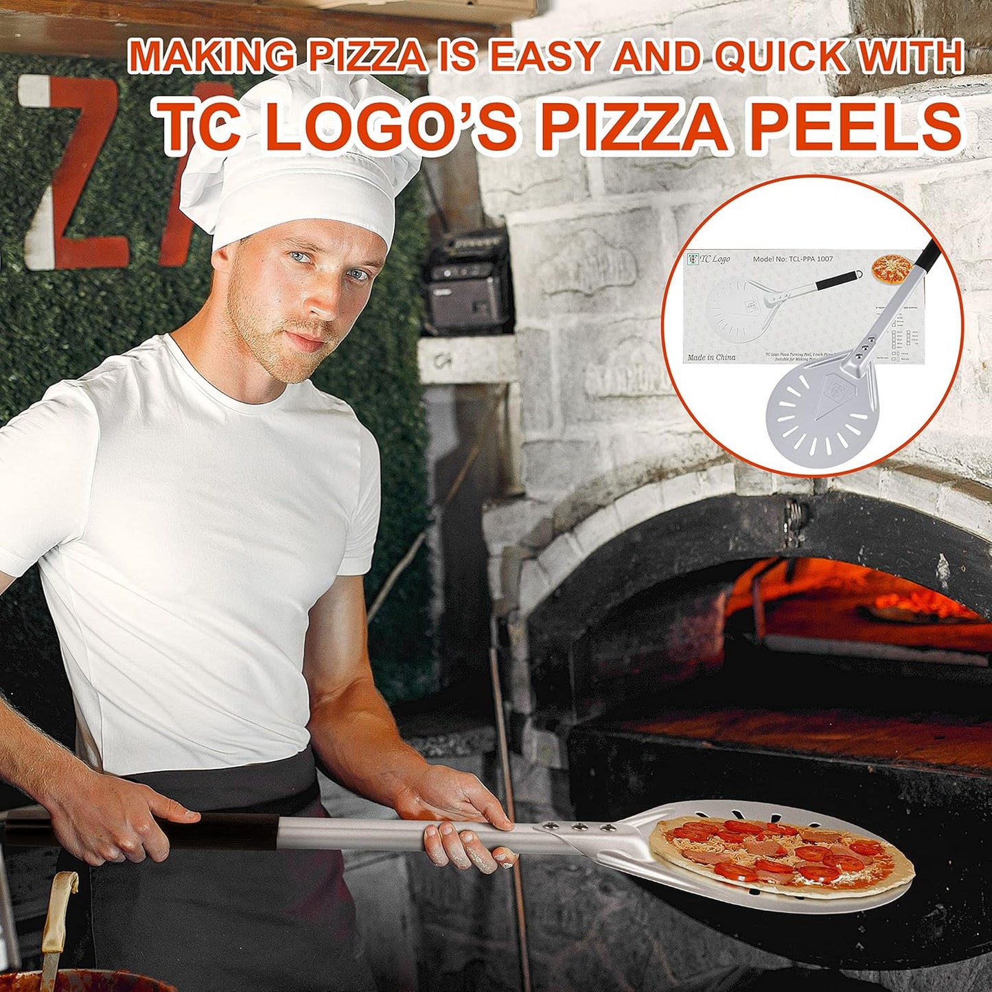 Pizza Turning Peel 8-Inch – Lightweight Aluminum Paddle with Rubber-Coated Aluminum Handle, Ergonomic Design, Ideal for Indoor & Outdoor Pizza Ovens