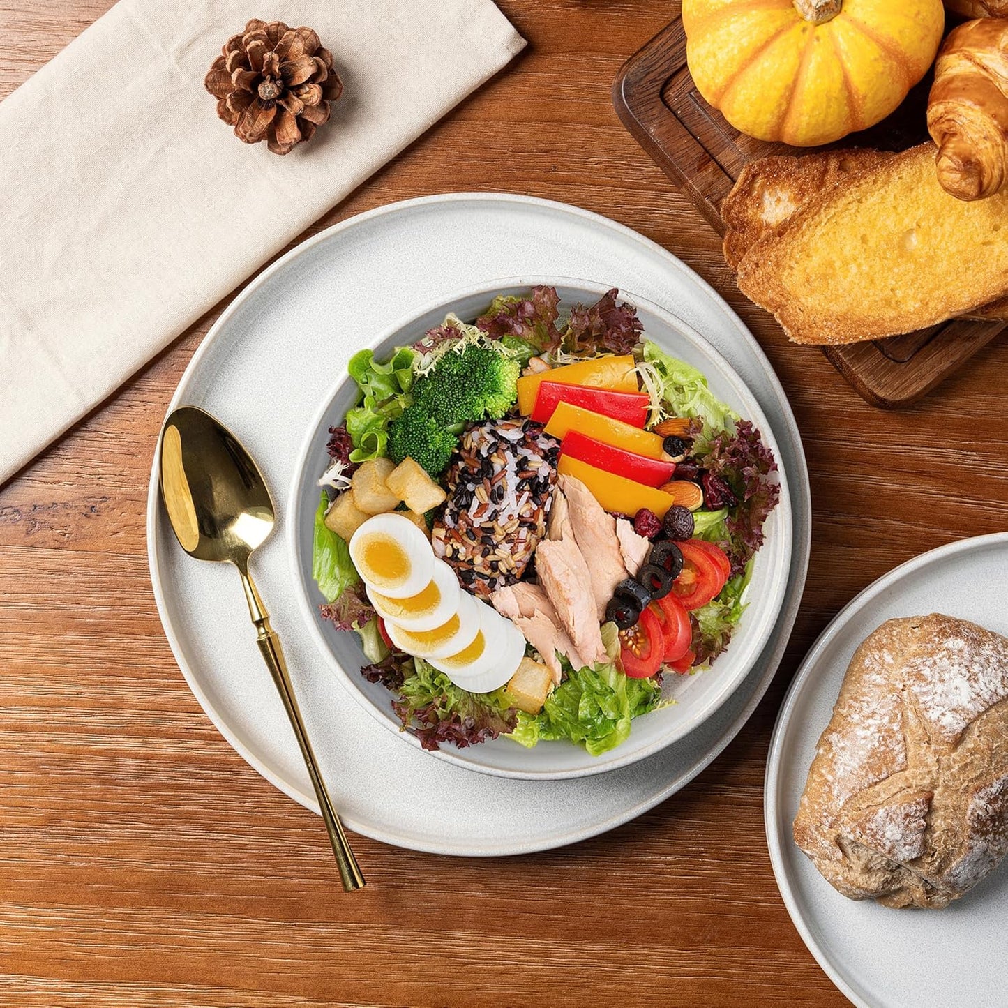 GBHOME 7.5'' Stoneware Pasta Bowls, Serving Bowls Set of 6 for Kitchen, Double Reactive Glaze Bowls for Fruit,Pasta,Salad,Oatmeal,Meal, Microwave Safe (6 pcs)