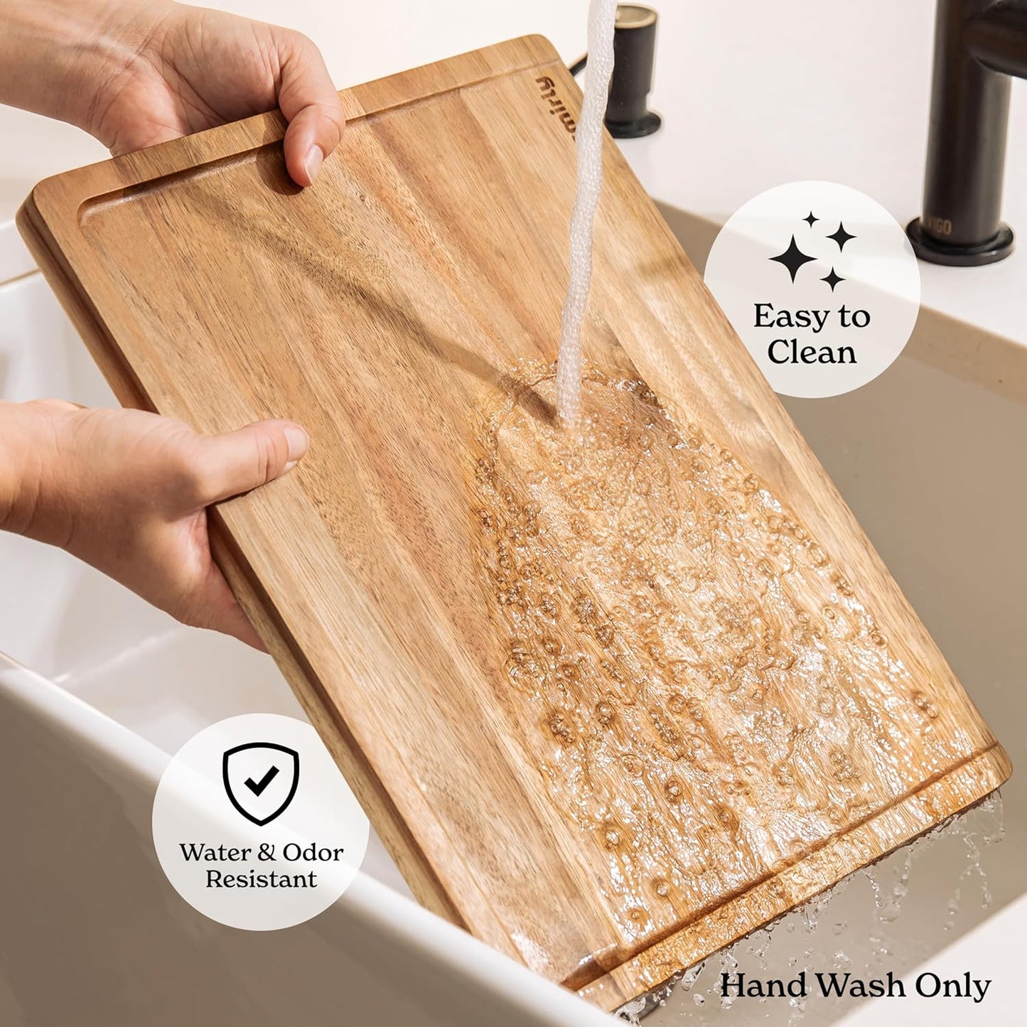 SMIRLY Bamboo Cutting Board Set, Chopping Board and Wooden Cutting Boards for Kitchen, Small Wood Cutting Board and butcher block (Acacia Wood, 2 Pack)