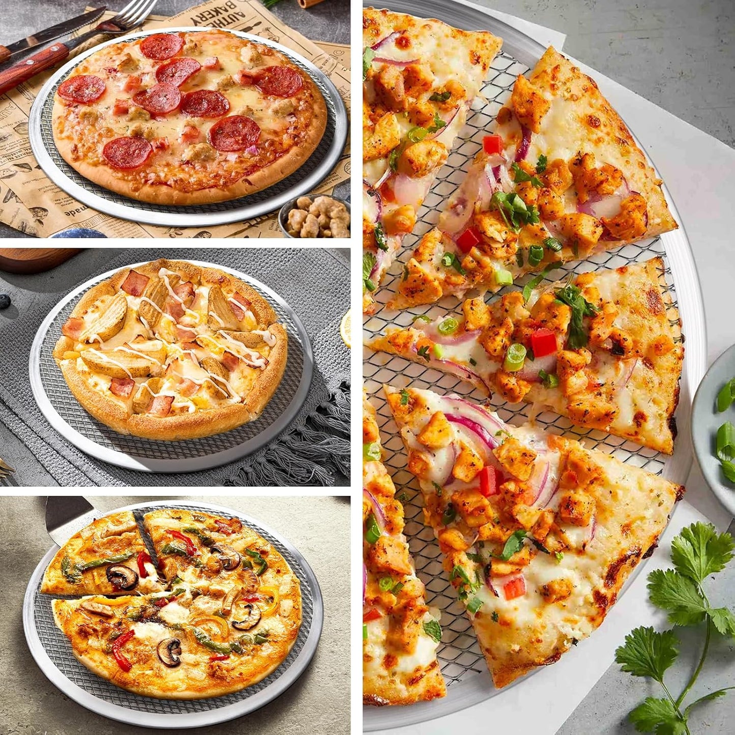 3 Pcs Pizza Screen, 10 Inch Pizza Pan for Oven, Nonstick Pizza Tray for Oven, Dishwasher Safe & Microwave Safe (10inch)