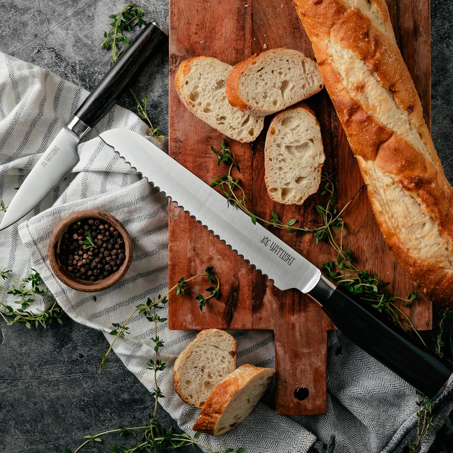 Yatoshi 9 Piece Block Set - Pro Kitchen Knife Set Ultra Sharp High Carbon Steel with Ergonomic Handle