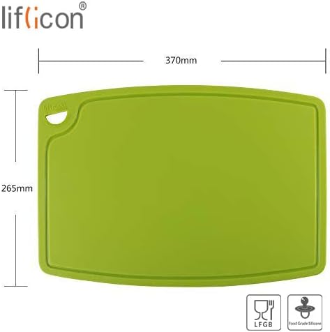 Extra Large Thick Silicone Cutting Board 14.6'' x 10.43'' Chopping Board Flexible Cutting Mats Dishwasher Safe-Green