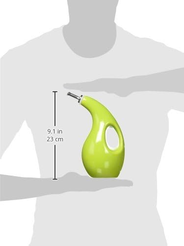 Rachael Ray Solid Glaze Ceramics EVOO Olive Oil Bottle Dispenser with Spout - 24 Ounce, Green