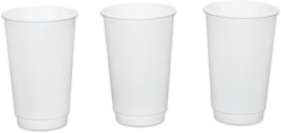 Insulated Paper Cups for Coffee & Tea Made in USA | Recyclable Double Wall Disposable To-Go Cups for Hot Beverages | Sturdy, Food Safe, and Eco-Friendly Hot Cups (16 oz, 500 Count)