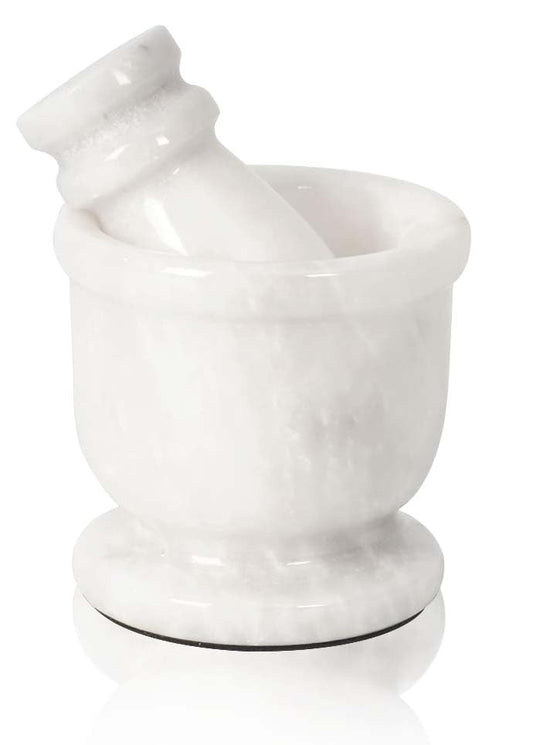 Radicaln Marble Mortar and Pestle Set White 2.5" Inches Handmade Hand Grinder for Kitchen Ideal Small Mortar & Pestle Set Spice Grinder & Garlic Crusher