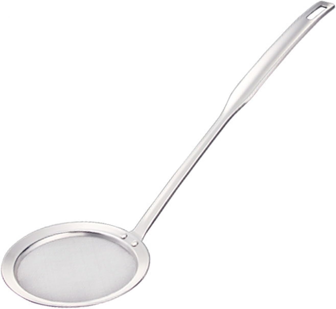 Stainless Steel Fat Skimmer Spoon, Kitchen Fine Mesh Food Strainer and Hot Pot Skimmer with Long Handle for Skimming, Cooking, Frying, Grease, Gravy and Foam (4" Fine Mesh Skimmer)