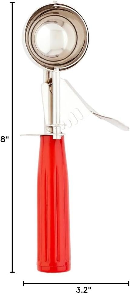 Met Lux 1.75 oz Stainless Steel #24 Portion Scoop - with Red Handle - 1 count box